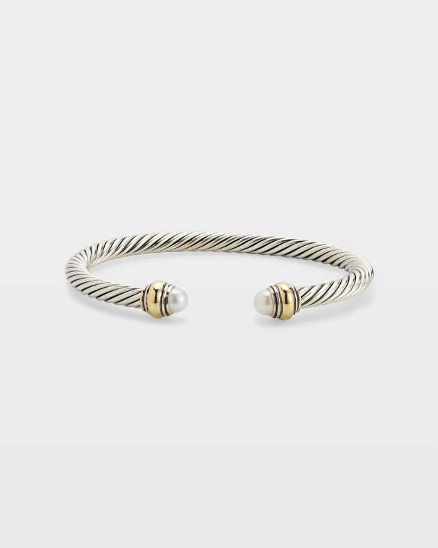 Cable Bracelet with Gemstone in Silver with 14K Gold, 5